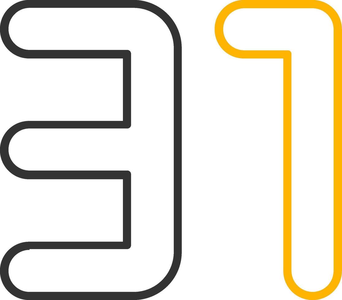 Thirty one Line Two Color Icon vector