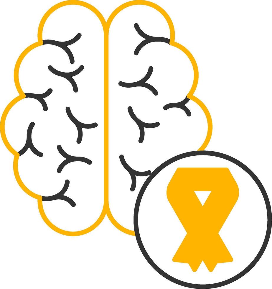 Brain Grey Ribbon Line Two Color Icon vector