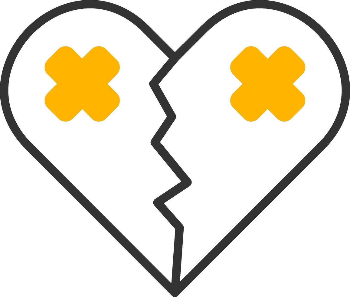 Broken Heart Line Two Color Icon vector