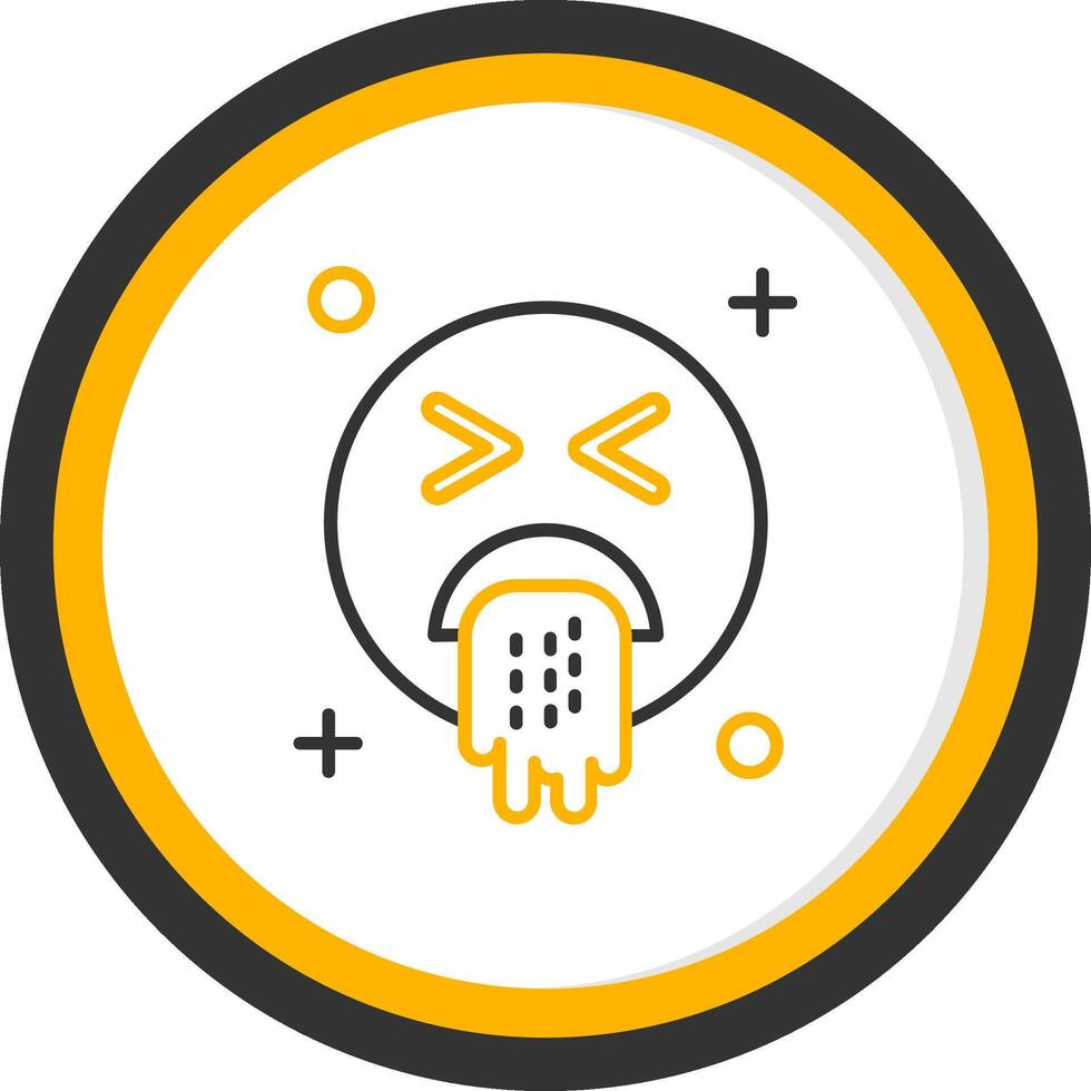 Vomit Line Two Color Circle Icon vector