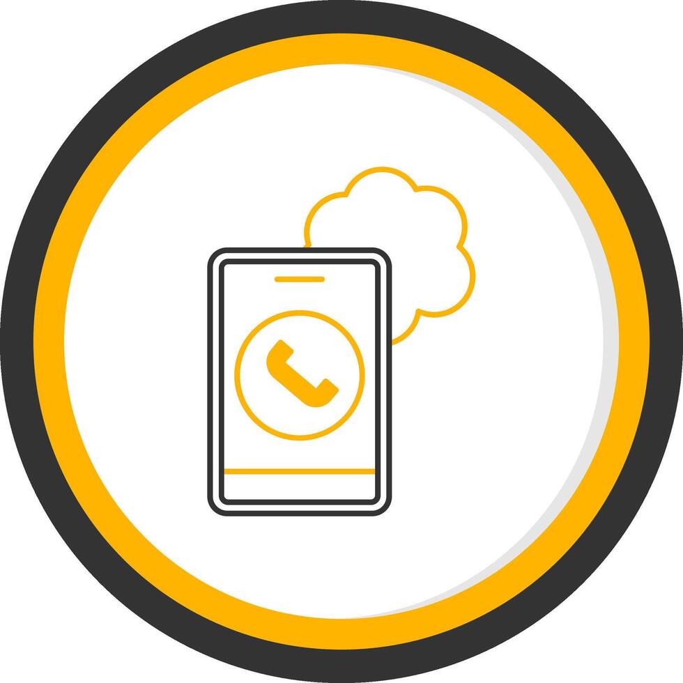 Cloud Based Calling Line Two Color Circle Icon vector