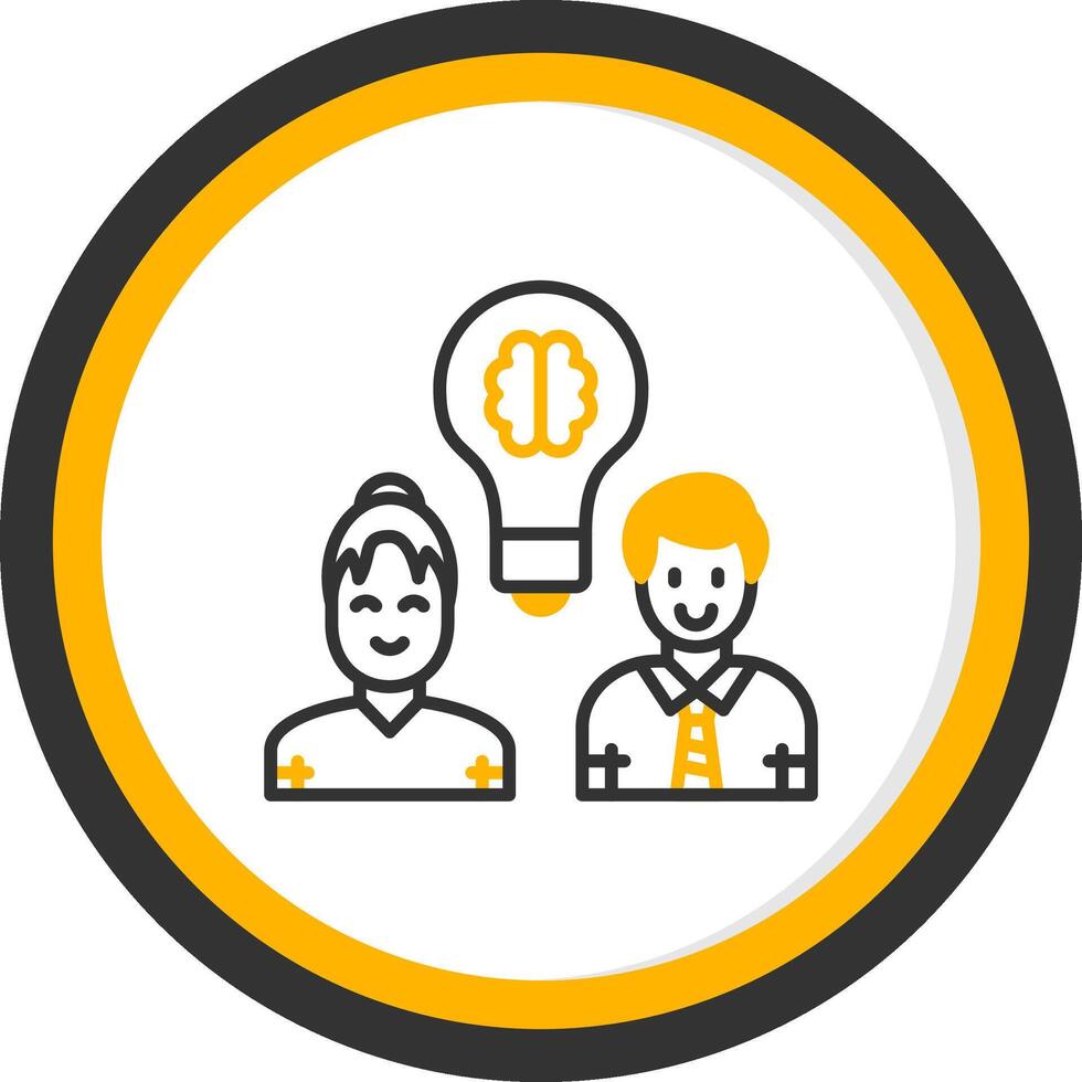 Team Idea Line Two Color Circle Icon vector