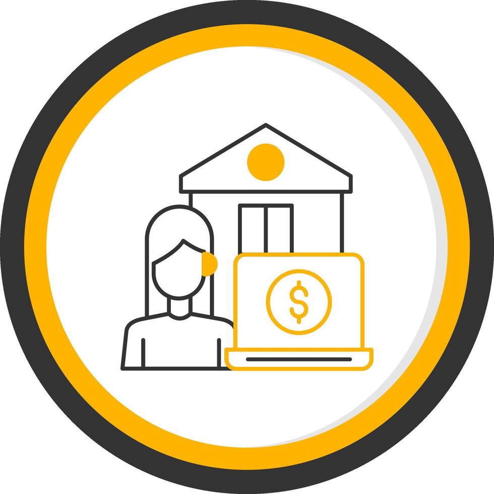 Work From Home Line Two Color Circle Icon vector