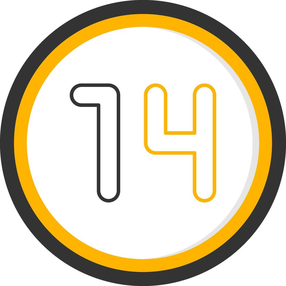 Fourteen Line Two Color Circle Icon vector