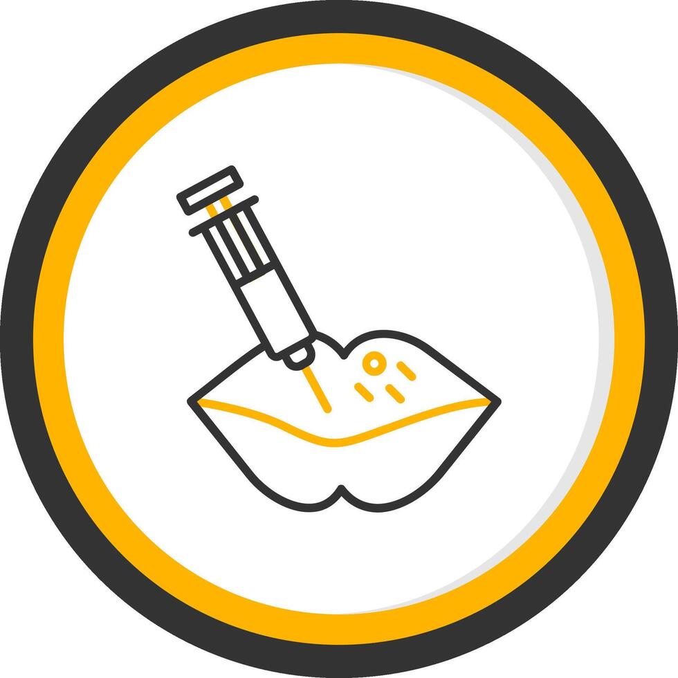 Lip Filler Line Two Color Circle Icon vector