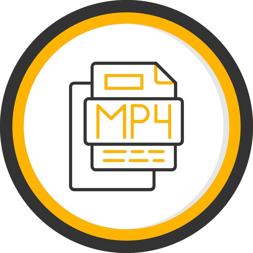 MP4 Music File Line Two Color Circle Icon vector