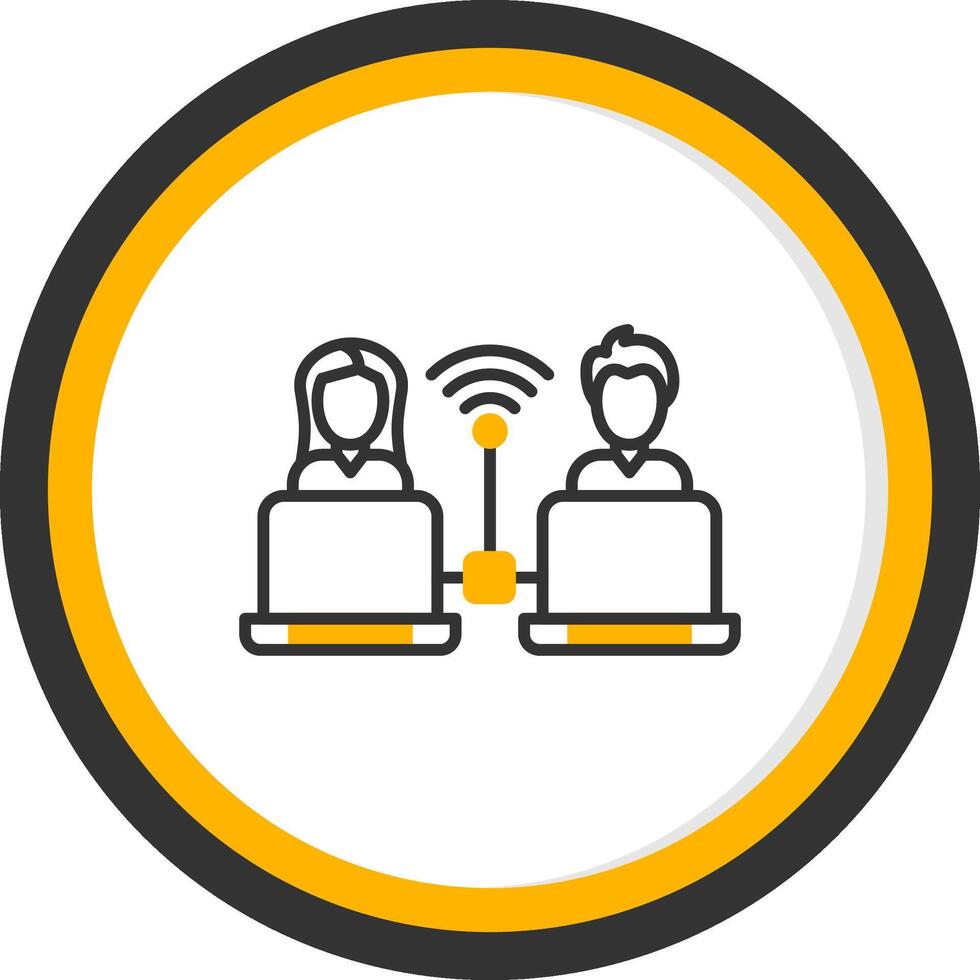 Remote Access Line Two Color Circle Icon vector