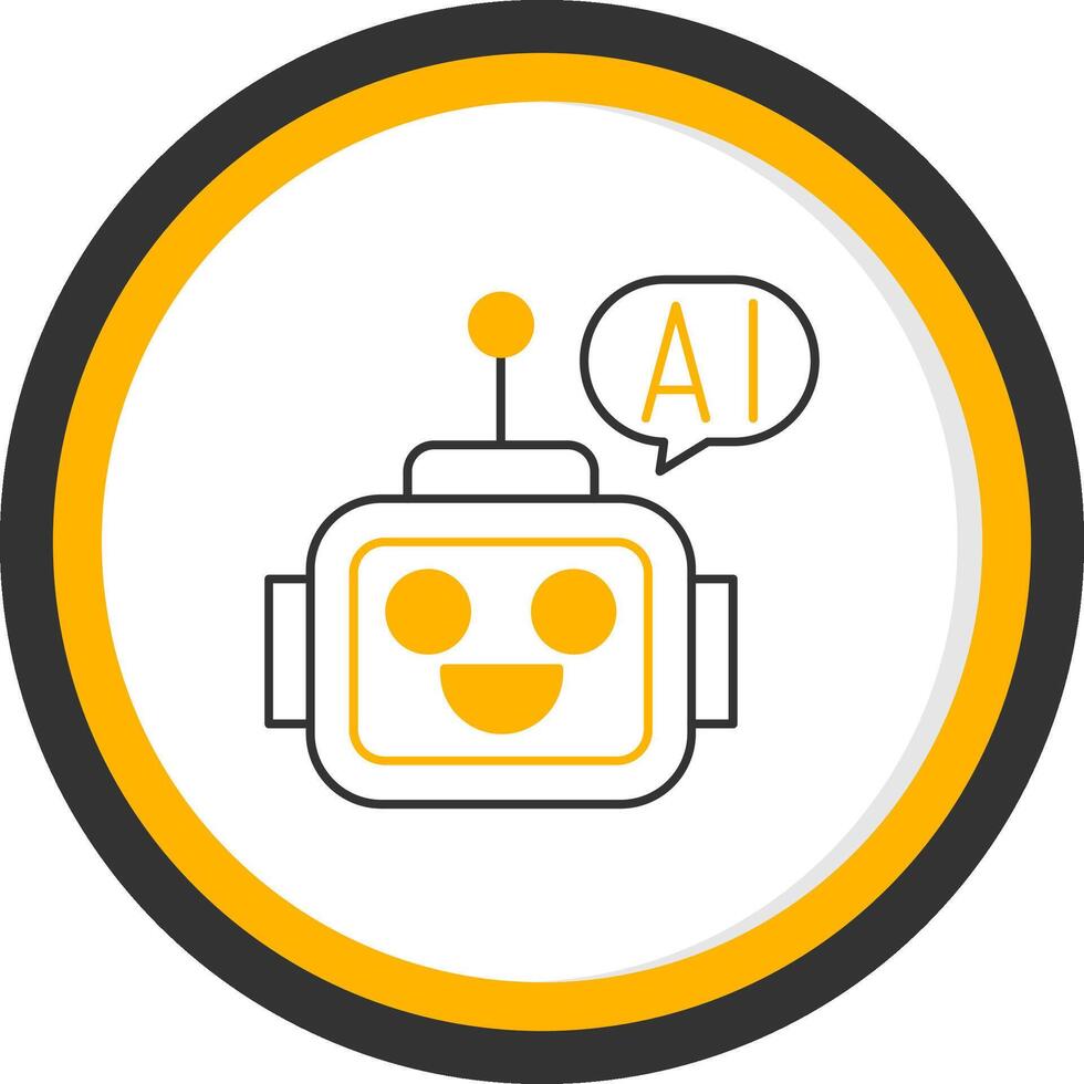 Ai Assistant Line Two Color Circle Icon vector