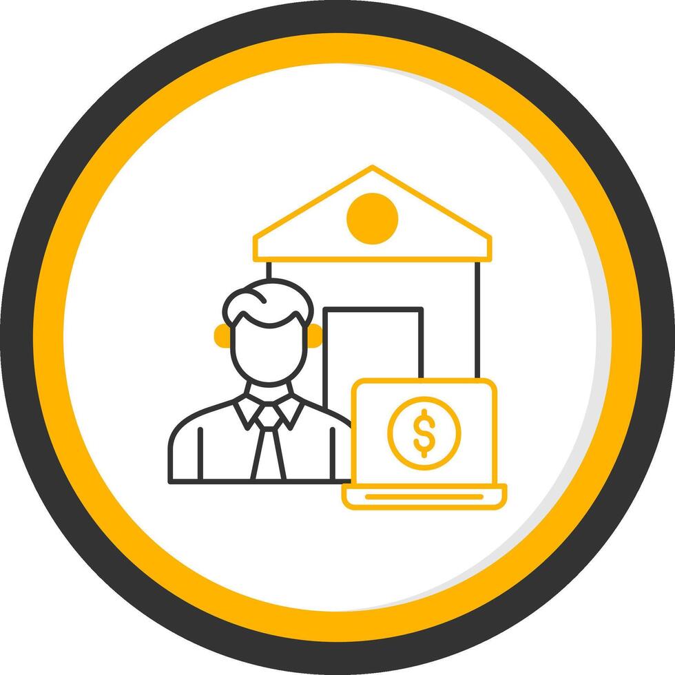 Work From Home Line Two Color Circle Icon vector