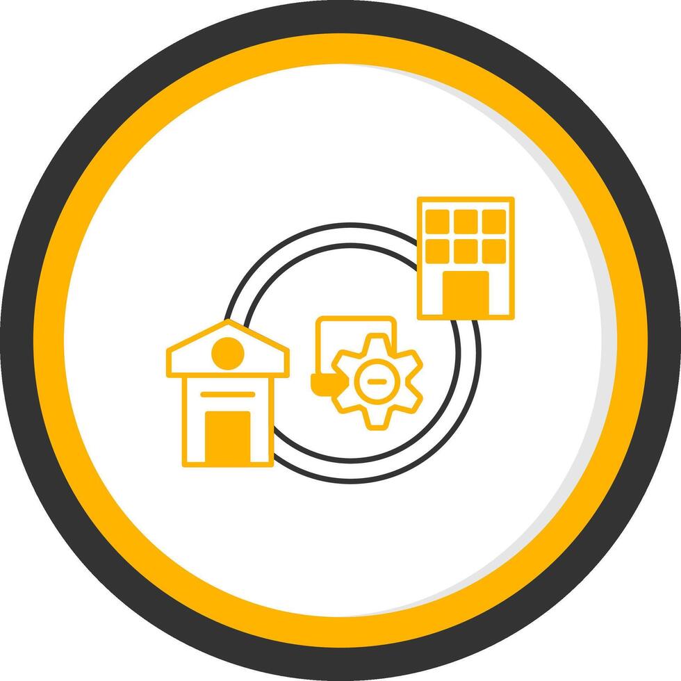 Hybrid Work Line Two Color Circle Icon vector