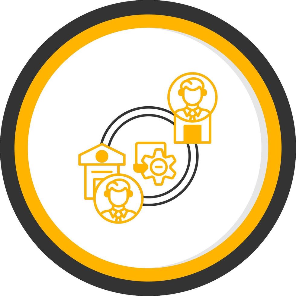 Hybrid Work Line Two Color Circle Icon vector