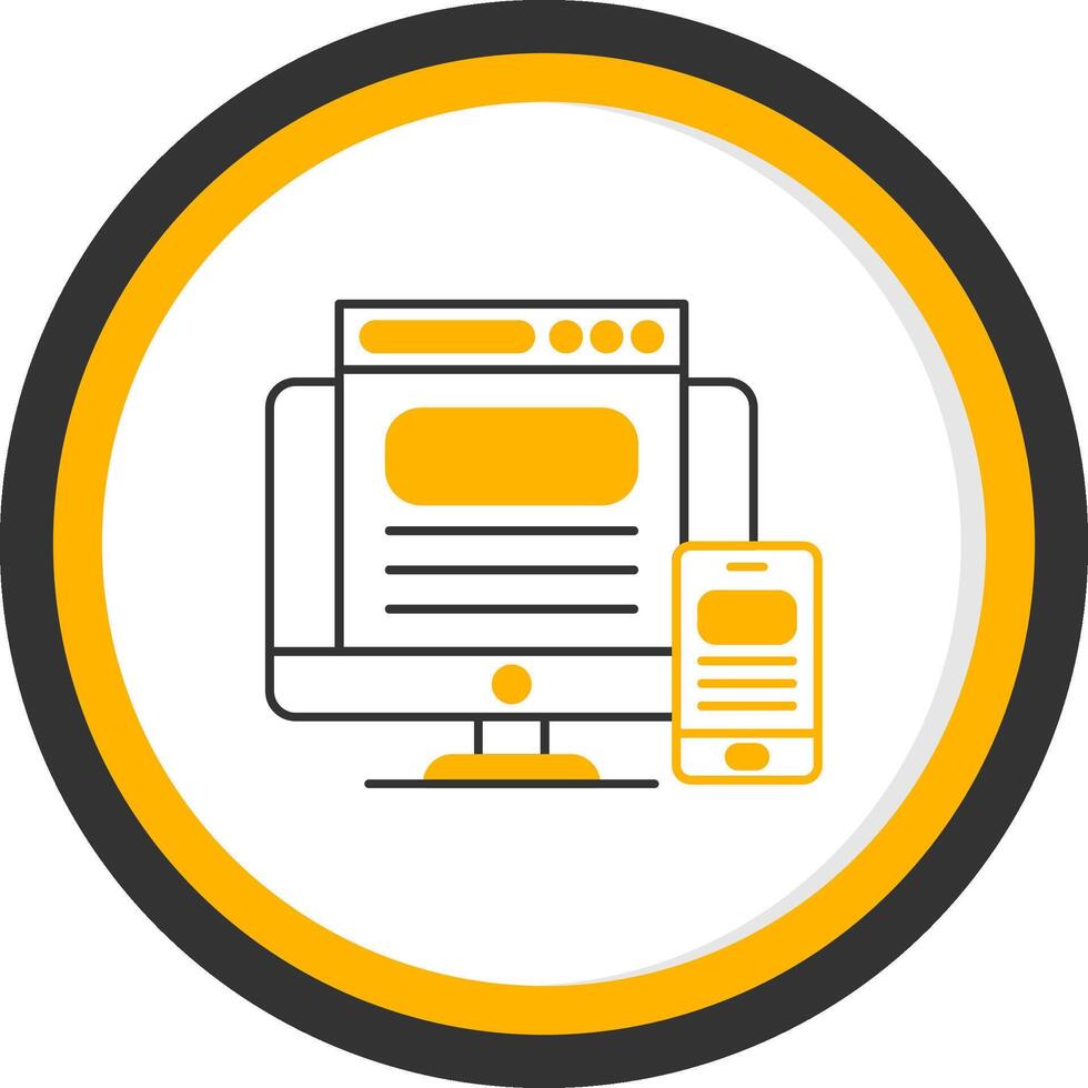 Responsive Design Line Two Color Circle Icon vector