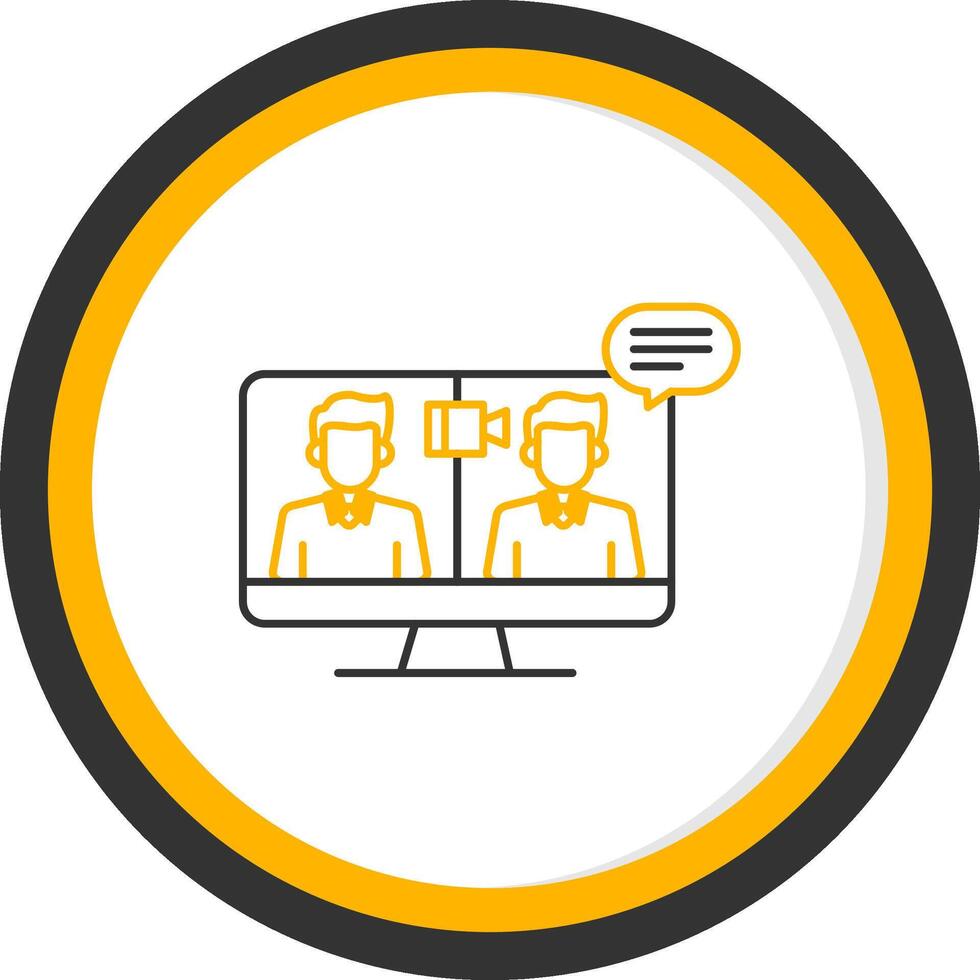 OnLine Two Color Circle Conference Line Two Color Circle Icon vector
