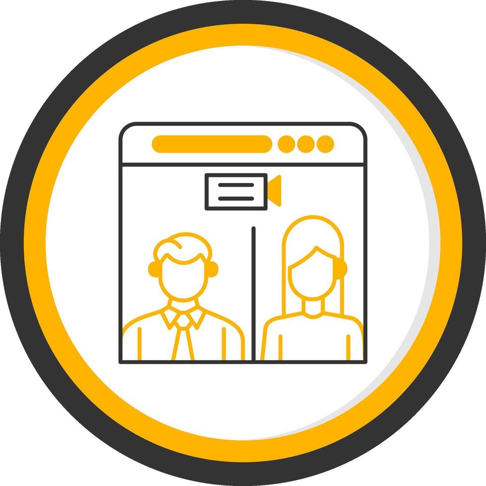 Web Conference Line Two Color Circle Icon vector