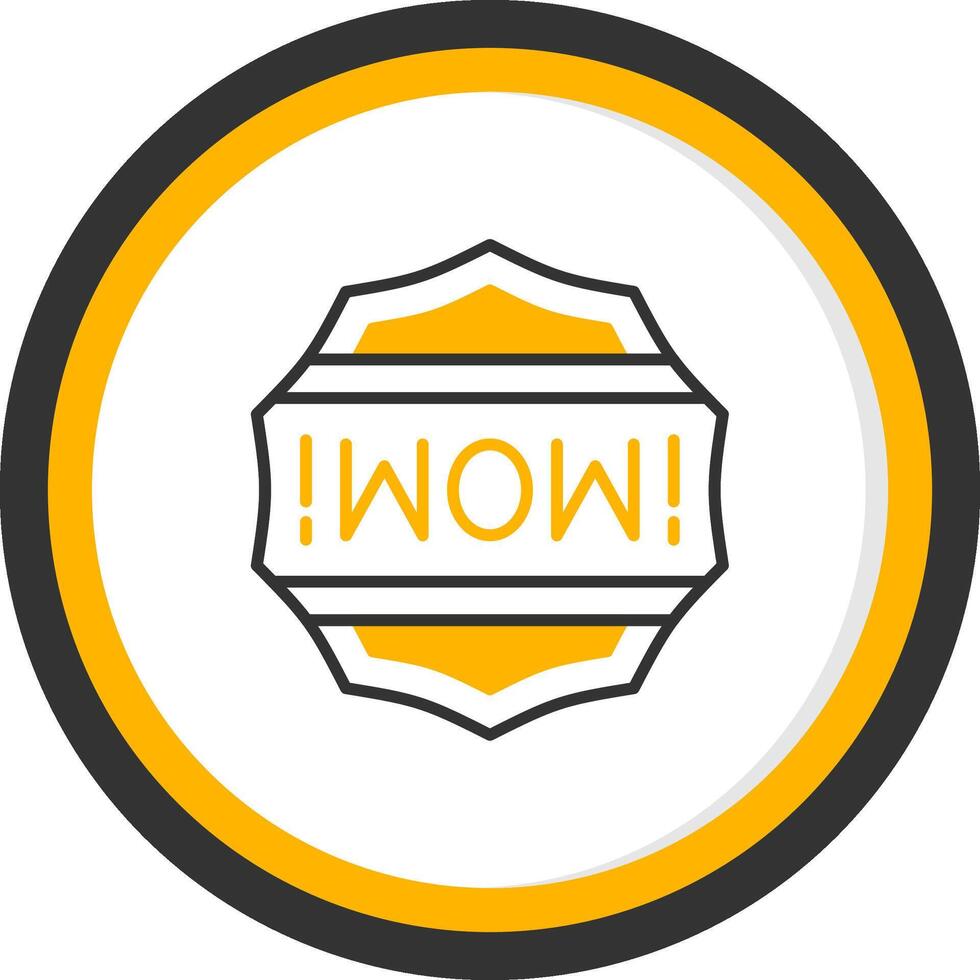 Wow Line Two Color Circle Icon vector