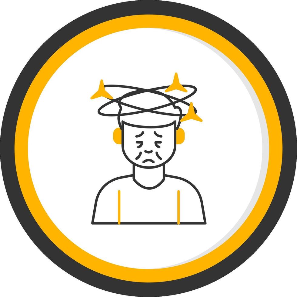 Dizziness Line Two Color Circle Icon vector