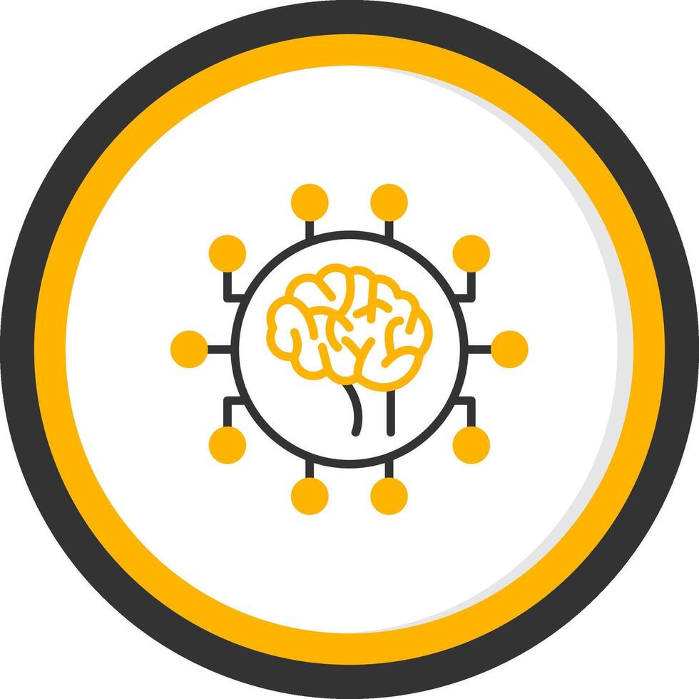neuroimagen línea dos color circulo icono vector