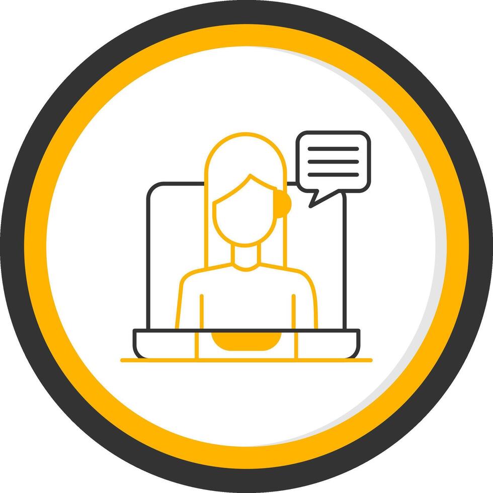Virtual Meeting Line Two Color Circle Icon vector