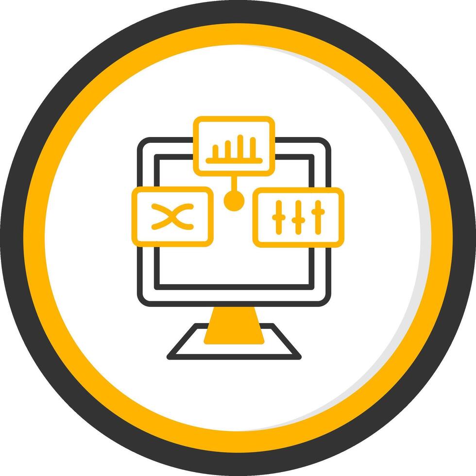 Analysis Line Two Color Circle Icon vector