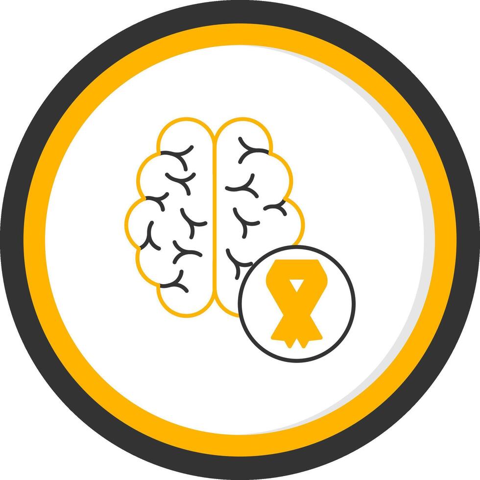 Brain Grey Ribbon Line Two Color Circle Icon vector