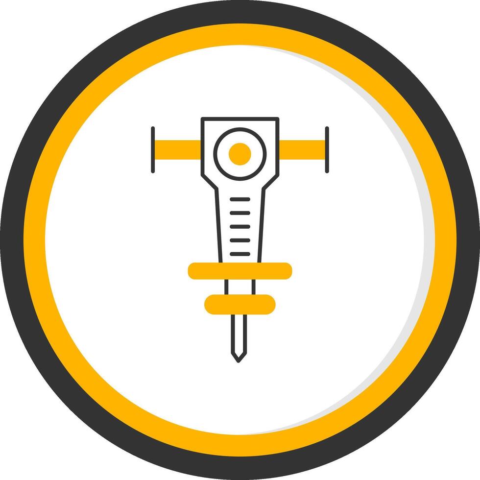 Jackhammer Line Two Color Circle Icon vector