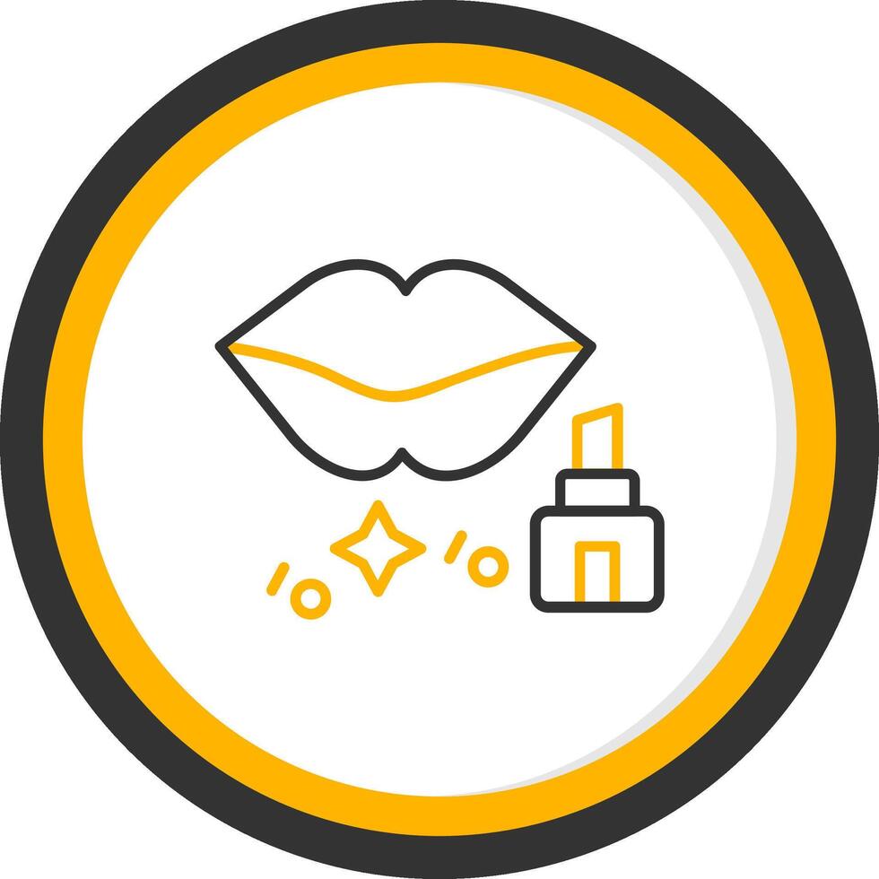 Lip Stick Line Two Color Circle Icon vector