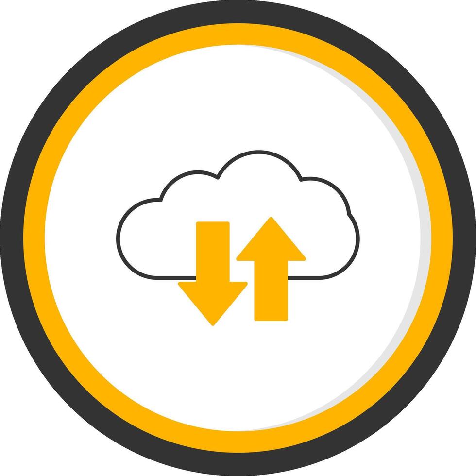 Cloud Upload And Download Line Two Color Circle Icon vector
