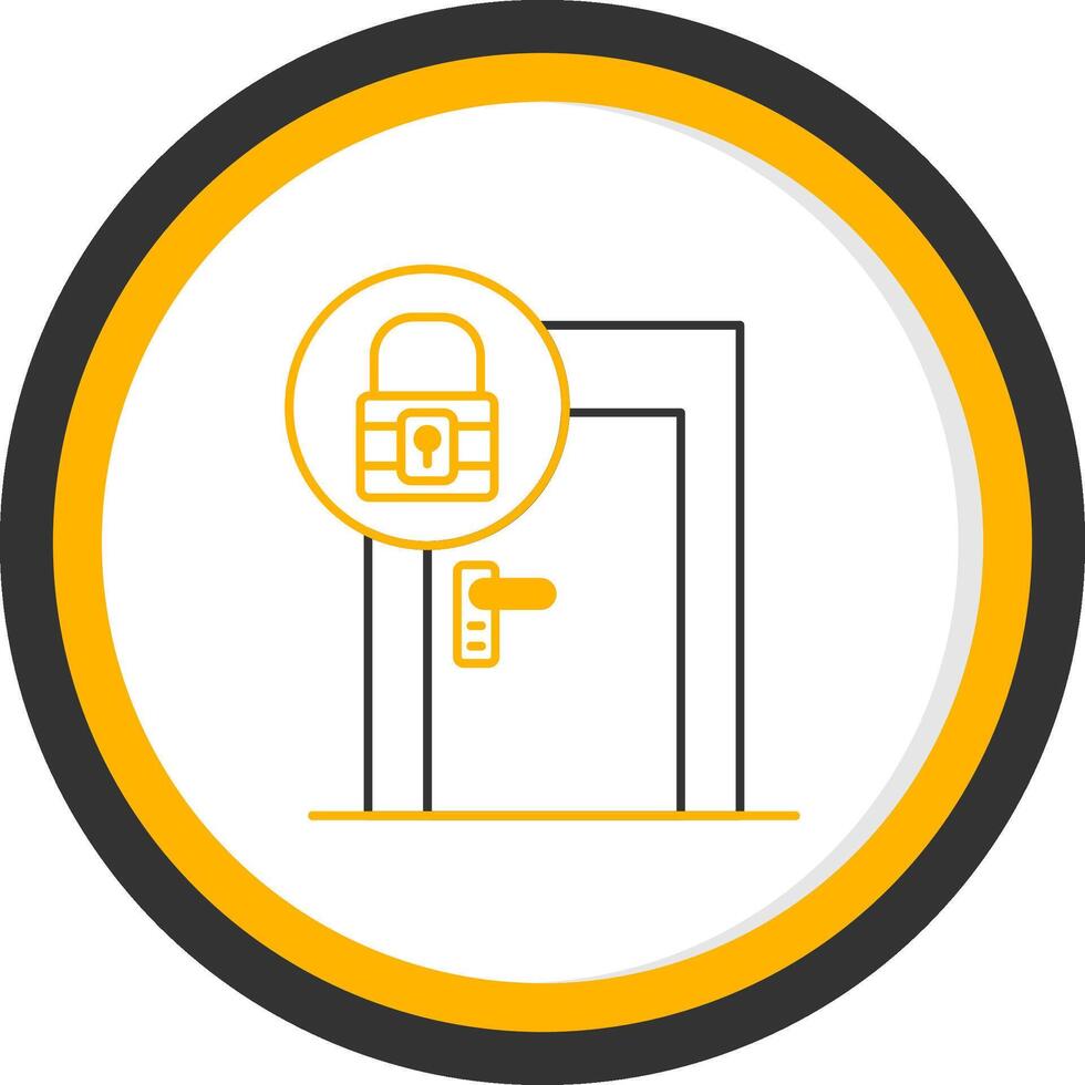 Door Lock Line Two Color Circle Icon vector