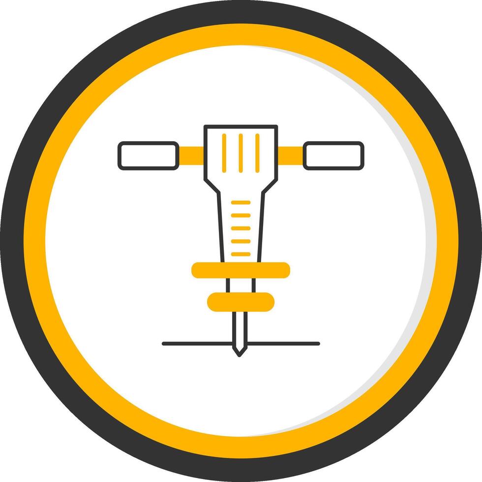 Jackhammer Line Two Color Circle Icon vector