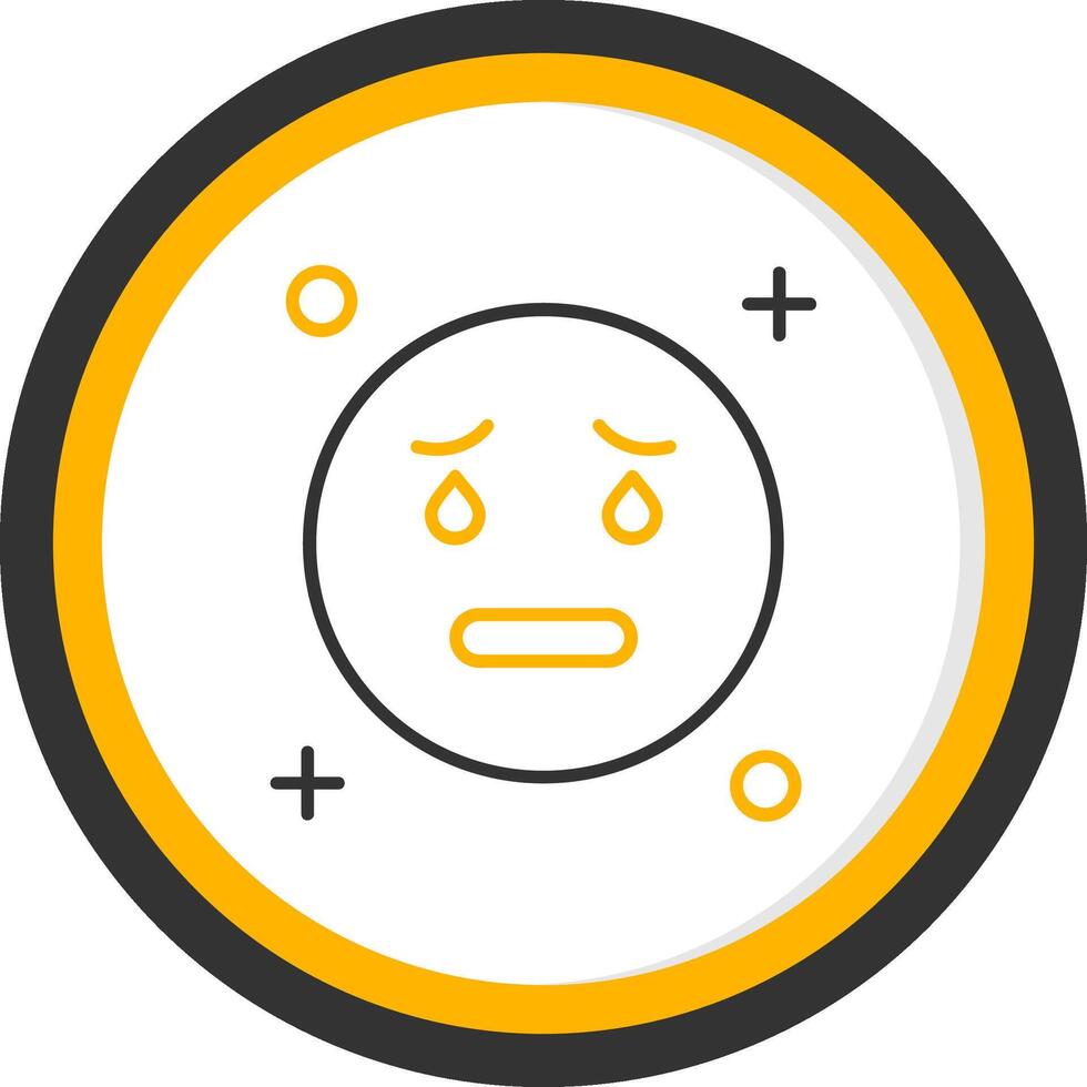 Cry Line Two Color Circle Icon vector