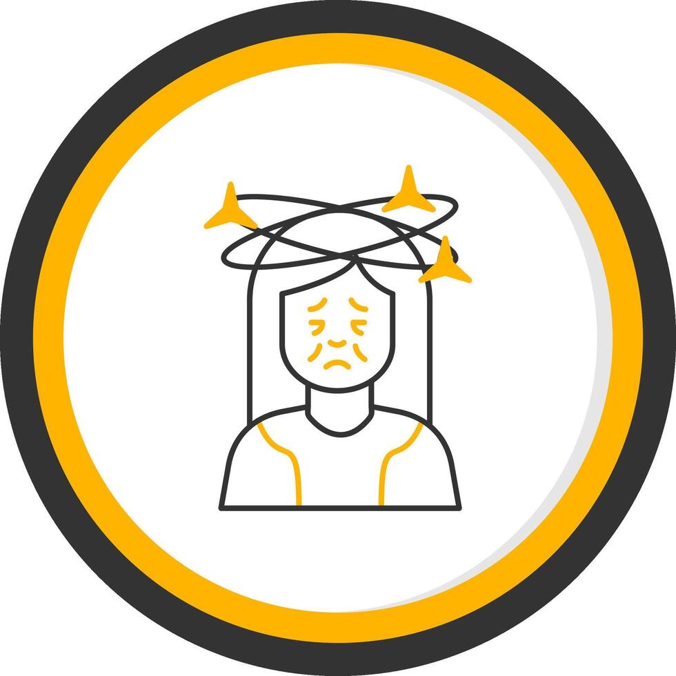 Dizziness Line Two Color Circle Icon vector
