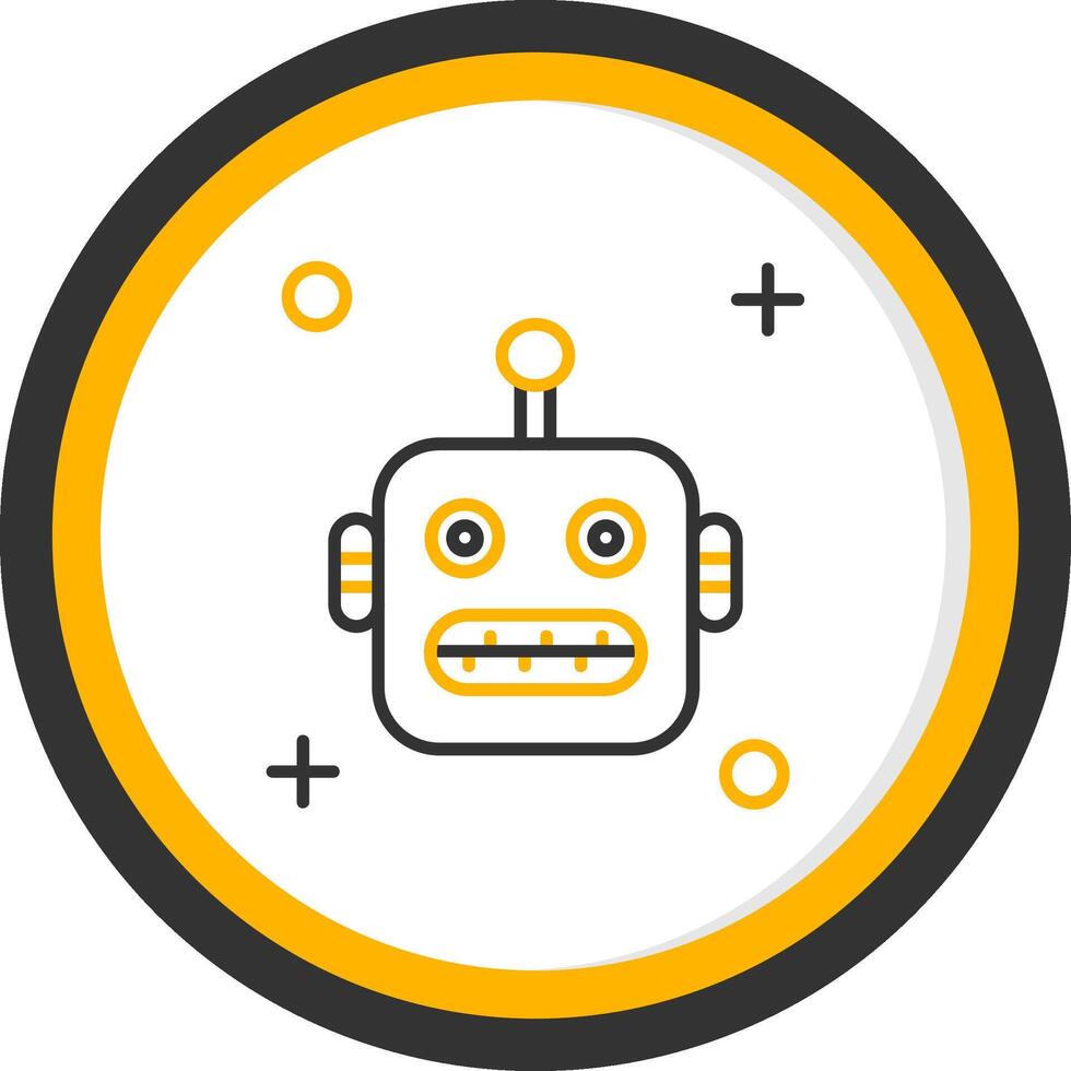 Robot Line Two Color Circle Icon vector