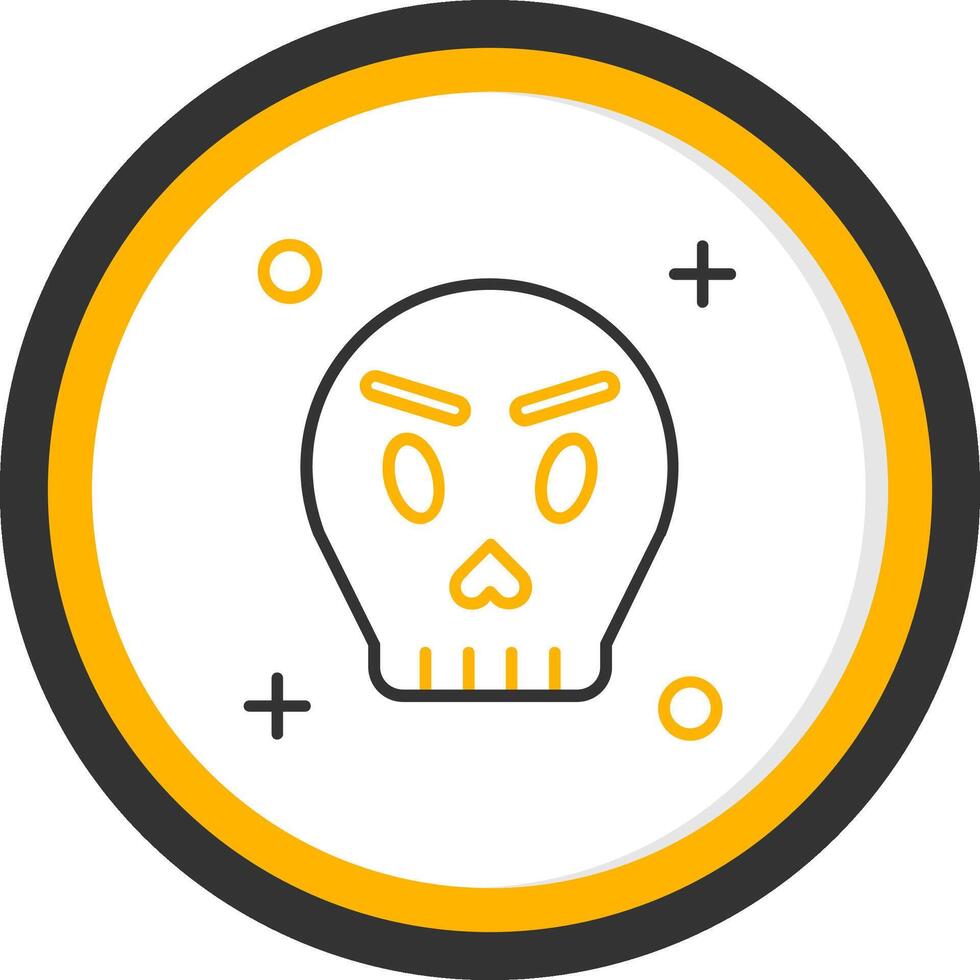 Skull Line Two Color Circle Icon vector