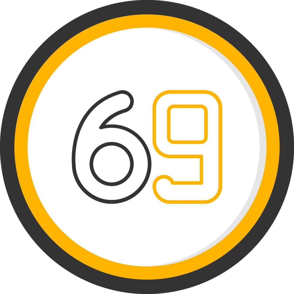 Sixty nine Line Two Color Circle Icon vector