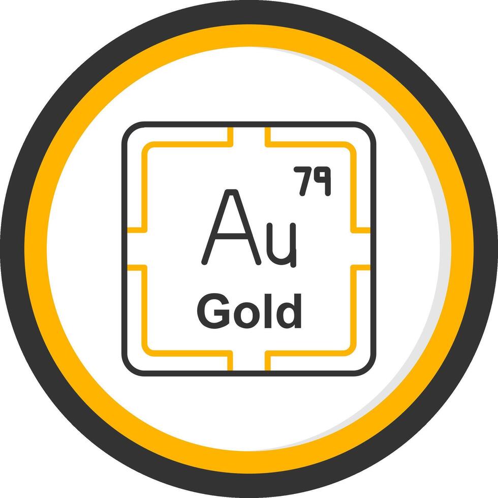 Gold Line Two Color Circle Icon vector