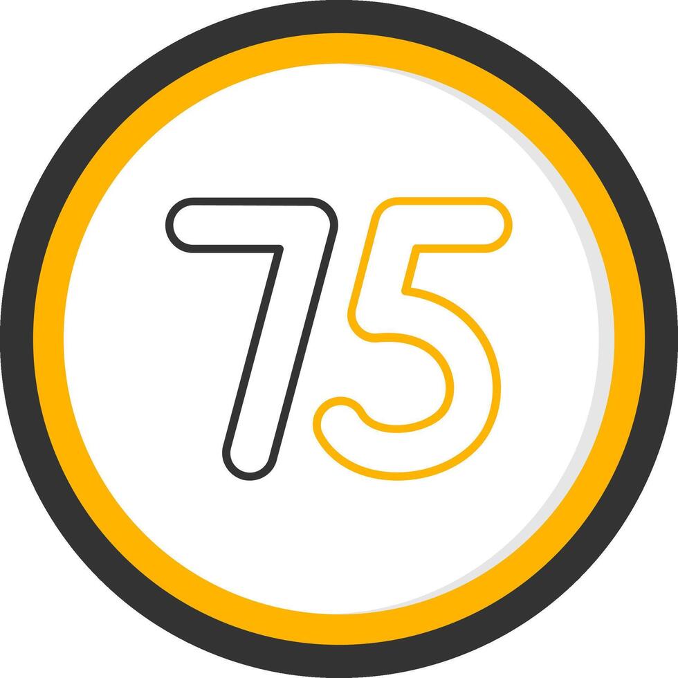 Seventy five Line Two Color Circle Icon vector