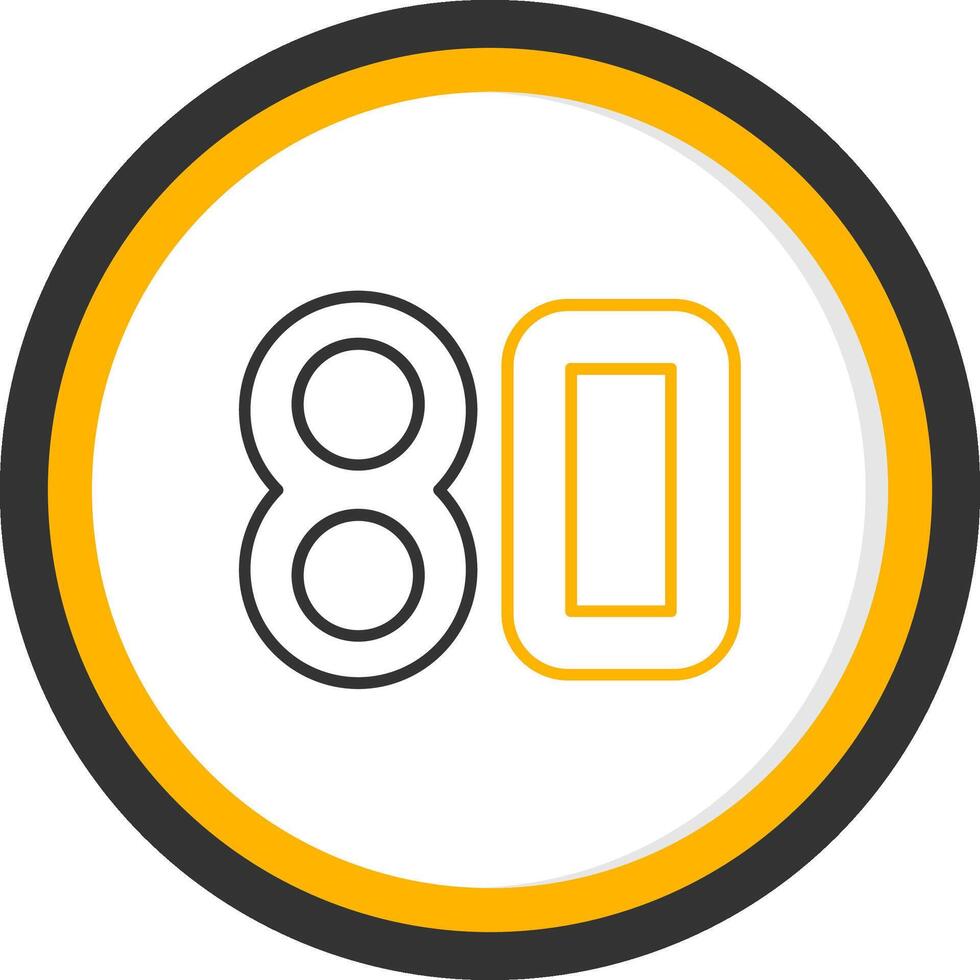 Eighty Line Two Color Circle Icon vector