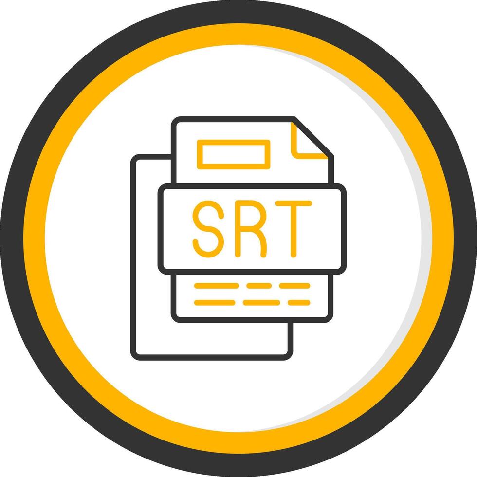 SRT File Line Two Color Circle Icon vector