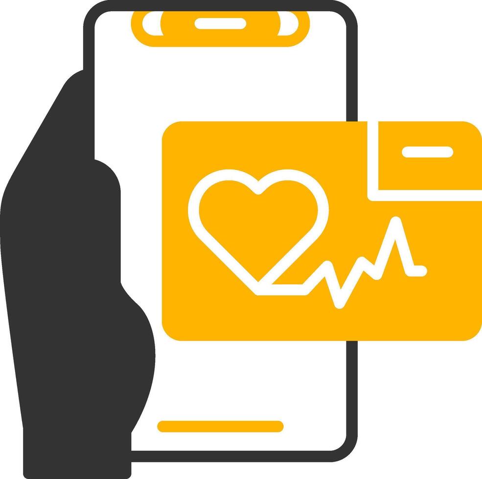 Heart Rate App Glyph Two Color Icon vector