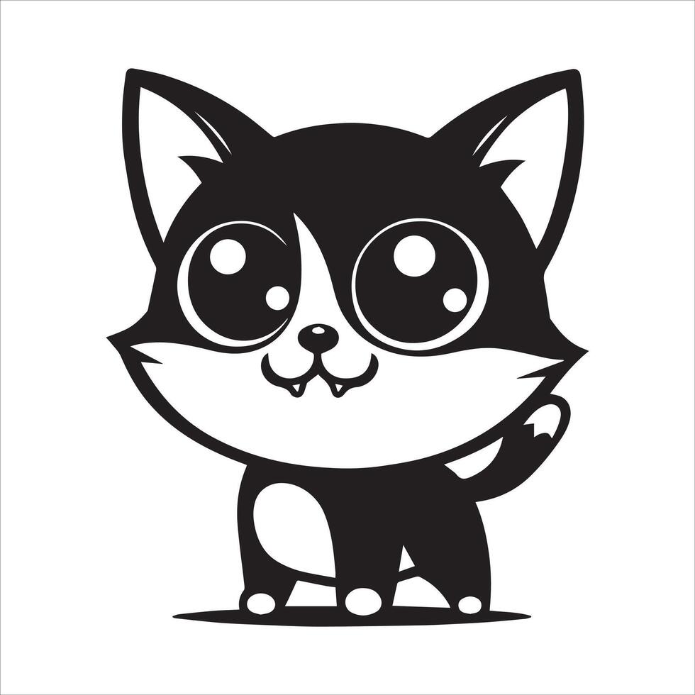 Print A silhouette black cat in an illustration frame with a floral design on its back silhouette design vector