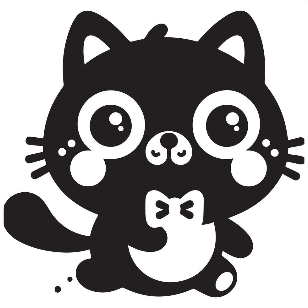 Print A silhouette black cat in an illustration frame with a floral design on its back silhouette design vector