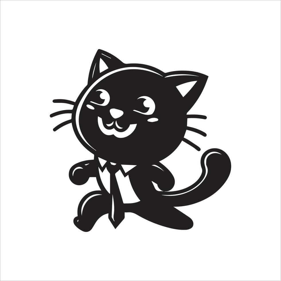 Print A silhouette black cat in an illustration frame with a floral design on its back silhouette design vector