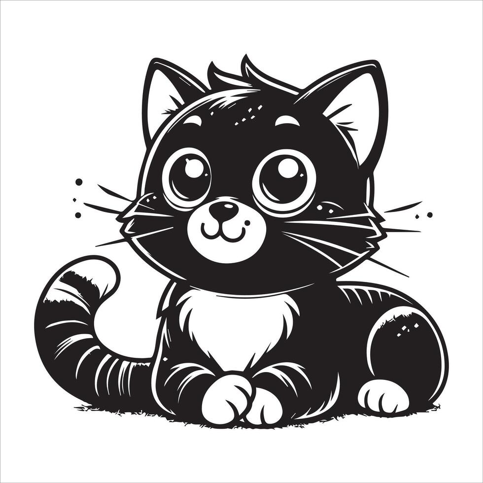 Print A silhouette black cat in an illustration frame with a floral design on its back silhouette design vector