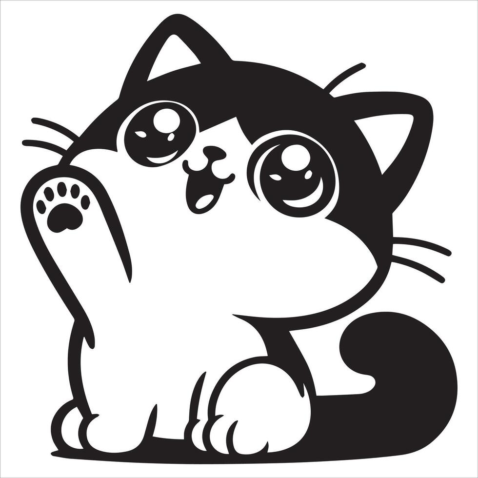 Print A silhouette black cat in an illustration frame with a floral design on its back silhouette design vector