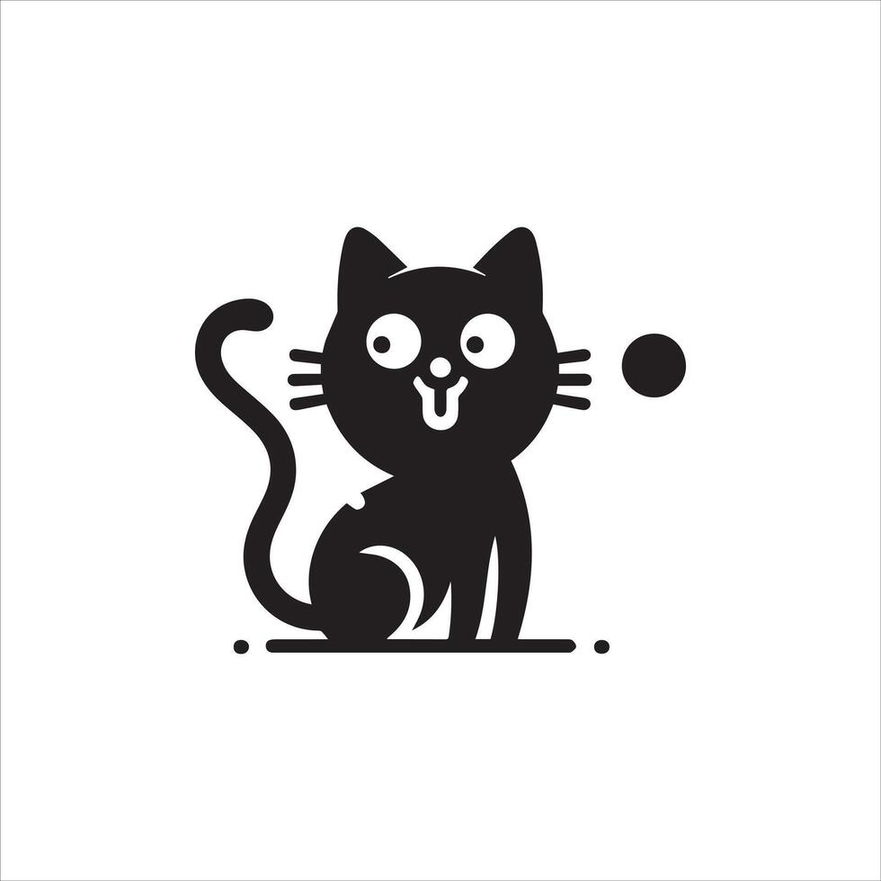 A silhouette black cat in an illustration frame with a floral design on its back silhouette design Print vector