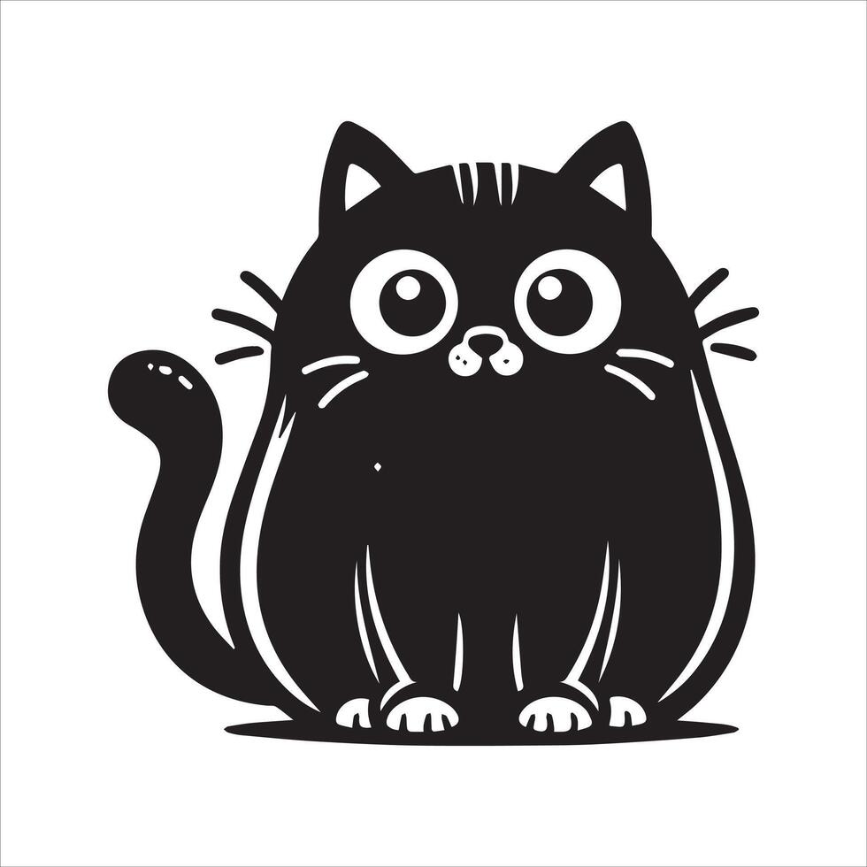 A silhouette black cat in an illustration frame with a floral design on its back silhouette design Print vector