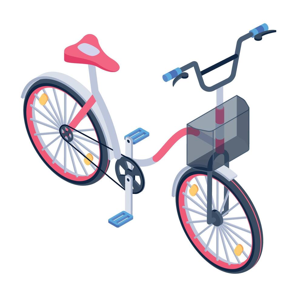 Premium isometric icon of basket cycle vector
