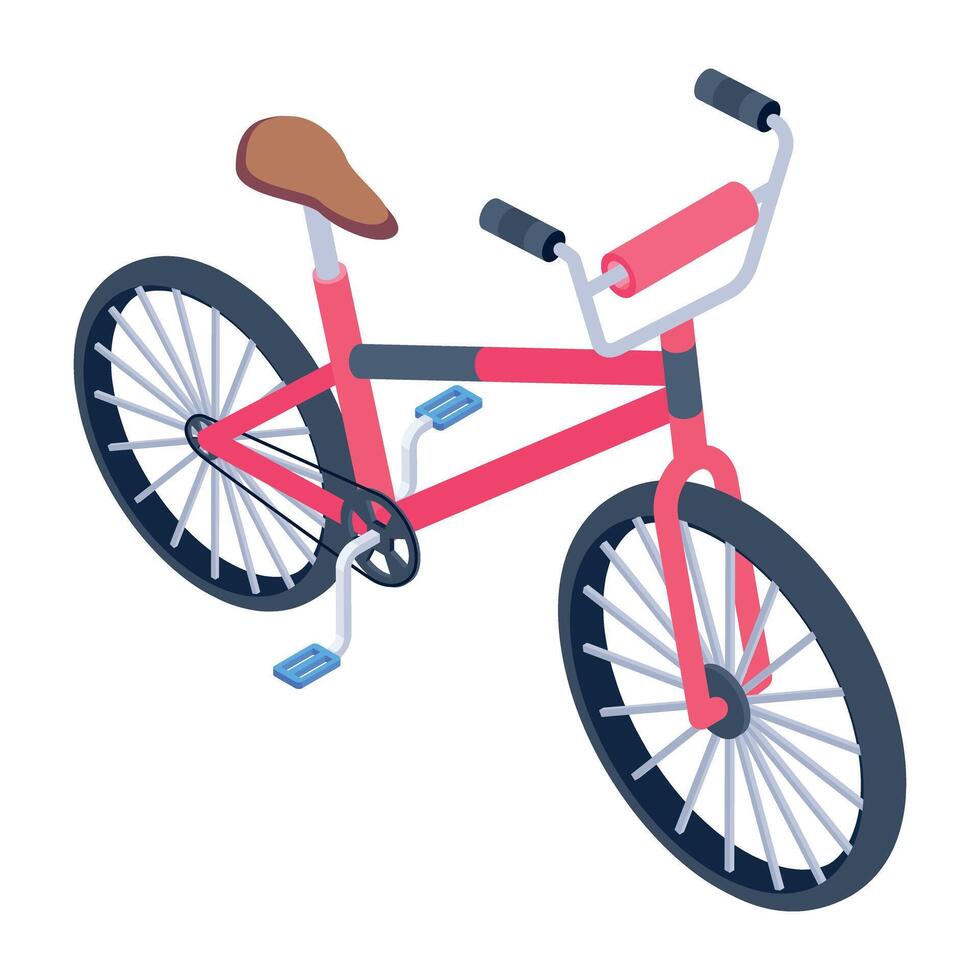 An isometric icon showing pedal ride vector
