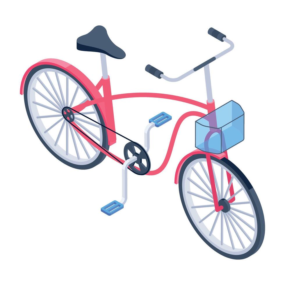 Ready to use isometric icon of pedal bike vector