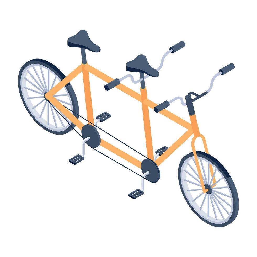 A customizable isometric icon of tandem cycle vector